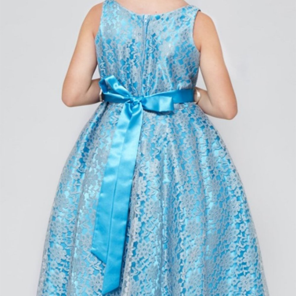 Big Girls Toddler Sleeveless Floral Lace Easter Graduation Flower Girl Dress - Picture 4 of 7